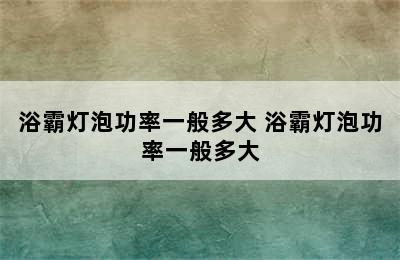 浴霸灯泡功率一般多大 浴霸灯泡功率一般多大